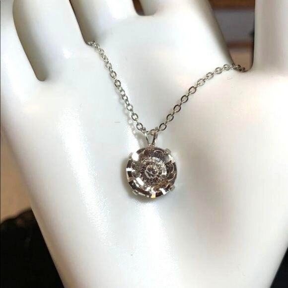 Swarovski Large Clear Round Crystal Pendant On Silver Chain Necklace - Picture 7 of 16